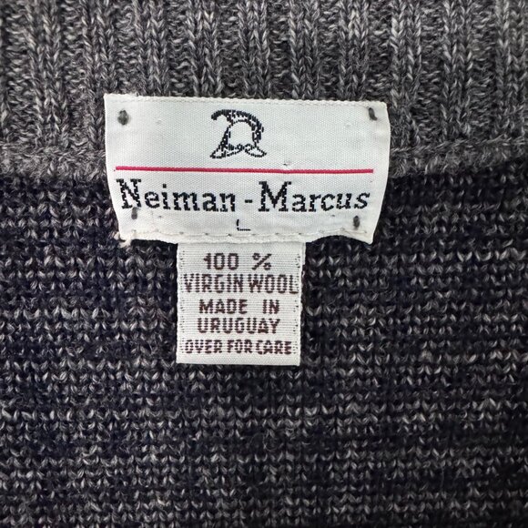Vintage Neiman Marcus 100% Virgin Wool Sweater Vest Men’s Large Gray Navy - Picture 4 of 5